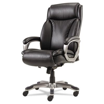 Alera Veon Series Executive High-Back Leather Chair, Black Seat/Black Back, Graphite Base