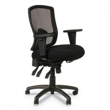 Alera Etros Series Mesh Mid-Back Petite Multifunction Chair, Black Seat/Black Back, Black Base