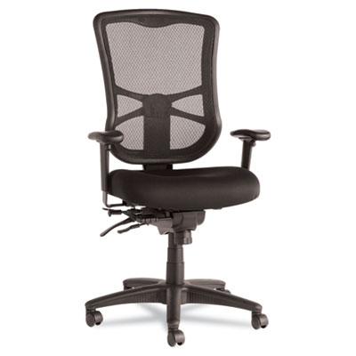 Alera Elusion Series Mesh High-Back Multifunction Chair, Black Seat/Black Back, Black Base