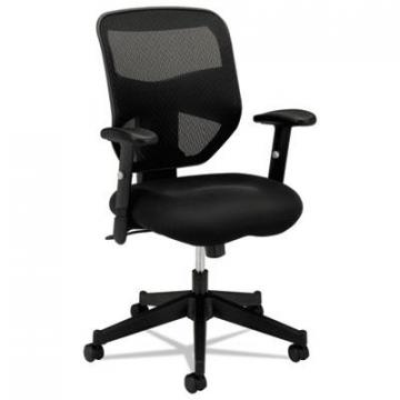 HON Basyx VL531 Mesh High-Back Task Chair with Adjustable Arms, Black Seat/Black Back, Black Base