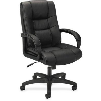 HON Basyx HVL131 Executive High-Back Chair, Black Seat/Black Back, Black Base