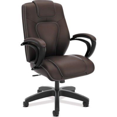 HON Basyx HVL402 Series Executive High-Back Chair, Brown Seat/Brown Back, Black Base