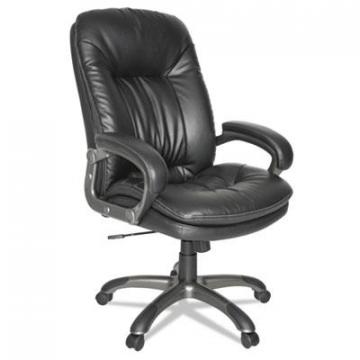 OIF Executive Swivel/Tilt Leather High-Back Chair, Black Seat/Black Back, Black Base