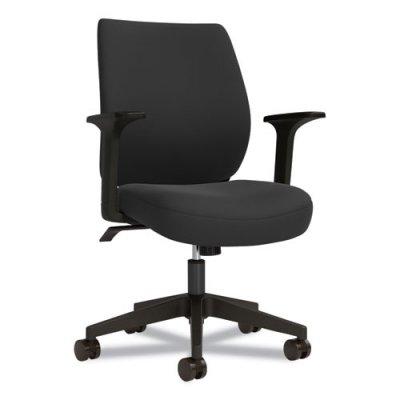 Union & Scale Essentials Fabric Task Chair with Arms, Black Seat/Back, Black Base