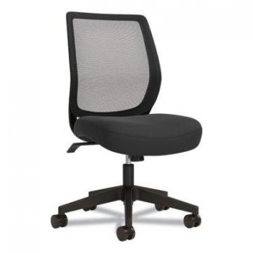 Union & Scale Essentials Mesh Back Fabric Task Chair, Black Fabric Seat, Black Mesh Back, Black Base