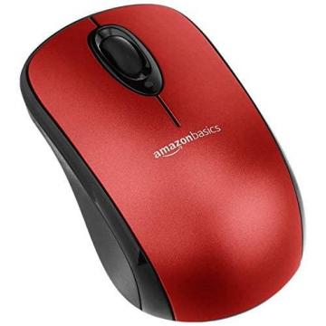 Amazon Basics Wireless Mouse with Nano Receiver - Red