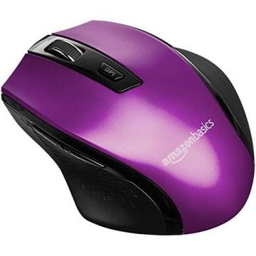 Amazon Basics Ergonomic Wireless PC Mouse - DPI adjustable - Purple