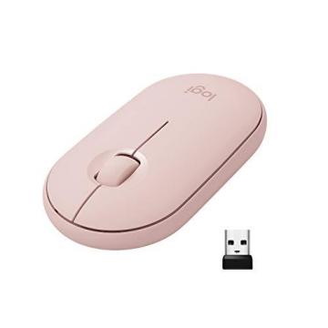Logitech Pebble M350 Wireless Mouse with Bluetooth or USB, Pink Rose