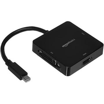 Amazon Basics Mini DisplayPort to HDMI/DVI/VGA Adapter - Black, 5-Pack