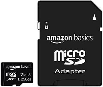 Amazon Basics 256GB microSDXC Memory Card with Full Size Adapter, A2, U3