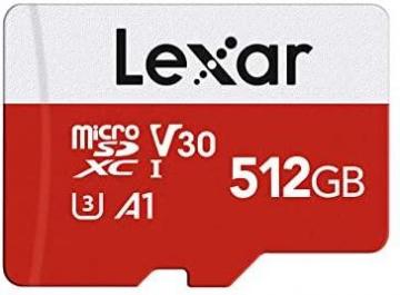 Lexar 512GB Micro SD Card, microSDXC UHS-I Flash Memory Card with Adapter
