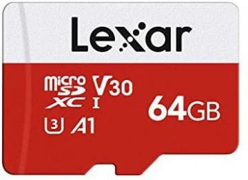 Lexar 64GB Micro SD Card, microSDXC UHS-I Flash Memory Card with Adapter