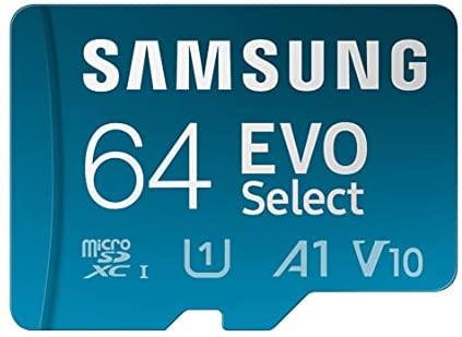 Samsung EVO Select + Adapter 64GB microSDXC 130MB/s Full HD & 4K UHD, UHS-I, U1, A1, V10