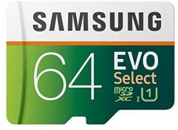 Samsung EVO Select 64GB microSDXC UHS-I U1 100MB/s Full HD & 4K UHD Memory Card with Adapter