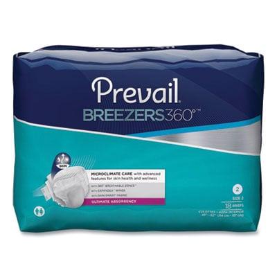 Prevail Breezers360 Degree Briefs, Ultimate Absorbency, Size 2, 45" to 62" Waist, 72/Carton