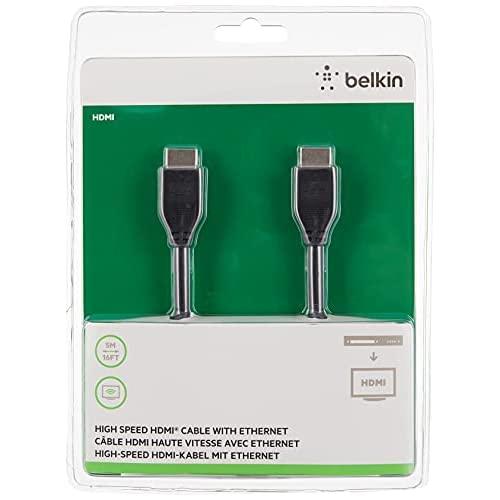Belkin High Speed HDMI Cable Supports Ethernet, 3D, 4K, 1080p, Audio Return (5m, Black)