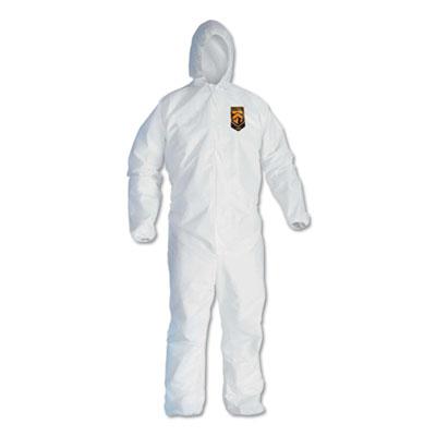 Kimberly-Clark KleenGuard A40 Elastic-Cuff & Ankle Hooded Coveralls, White, Large
