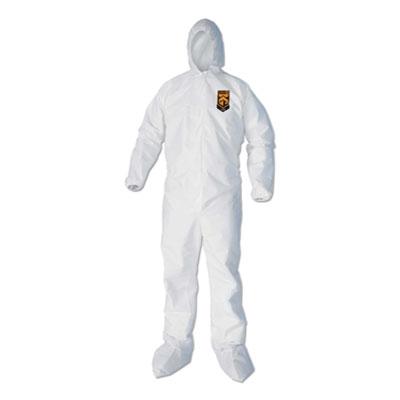 Kimberly-Clark KleenGuard A40 Elastic-Cuff, Ankle, Hood and Boot Coveralls, Large, White