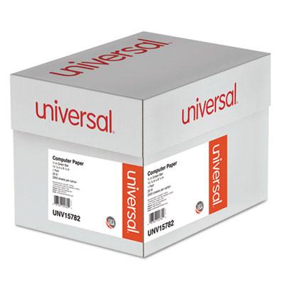 Universal Printout Paper, 1-Part, 20lb, 14.88 x 8.5, White/Green Bar, 2, 600/Carton