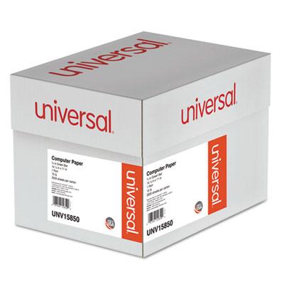 Universal Printout Paper, 1-Part, 15lb, 14.88 x 11, White/Green Bar, 3, 000/Carton