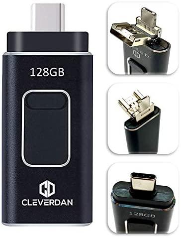 Cleverdan [4-in-1] iPhone and Android 128GB Photo Stick USB 3.0 Flash Drive