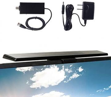 GE Amplified HD TV Antenna, Easy Mount to Top of TV Design, Supports 4K 1080P Digital HDTV