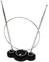 GE Traditional Rabbit Ears Indoor Black TV Antenna, 15 inch Extendable Dipoles and Circular Loop