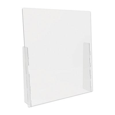 deflecto Counter Top Barrier with Full Shield, 31.75" x 6" x 36", Acrylic, Clear, 2/Carton