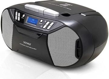 Denver TDC-250 Portable Digital DAB/DAB+/FM Radio With CD & Cassette Player, USB, Black