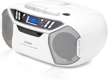 Denver TDC-250 Portable Digital DAB/DAB+/FM Radio With CD & Cassette Player, White