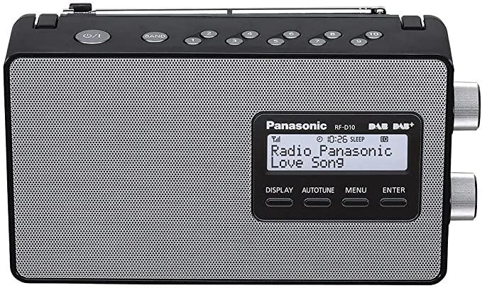 Panasonic RF-D10EB-K Portable DAB+DAB/FM Radio - AC/DC with 10Cm Speaker For Clear Sound, Black