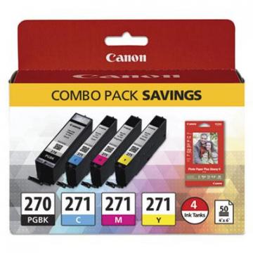 Canon PGI-270, CLI-271 Black,Tri-Color Ink/Paper Combo
