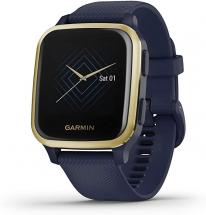 Garmin Venu Sq Music Edition GPS Smartwatch, Navy with Light Gold Bezel