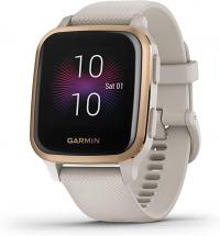 Garmin Venu Sq Music Edition GPS Smartwatch, Light Sand with Rose Gold Bezel
