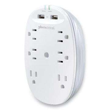 360 Electrical Studio 3.4 Surge Protector with USB, 6 AC Outlets, 2 USB Ports, 900 J, White/Pearl