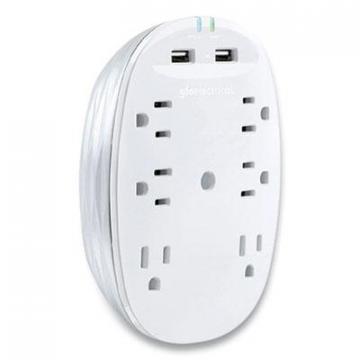 360 Electrical Studio 2.4 Surge Protector with USB, 6 AC Outlets, 2 USB Ports, 900 J, White/Pearl