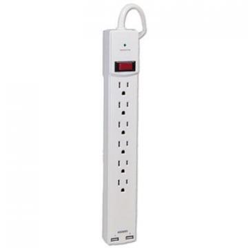 Innovera Surge Protector, 6 Outlets/2 USB Charging Ports, 6 ft Cord, 1080 Joules, White