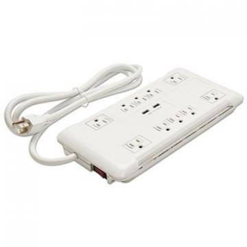 Innovera Slim Surge Protector, 10 Outlets/2 USB Charging Ports, 6 ft Cord, 2880 J, White
