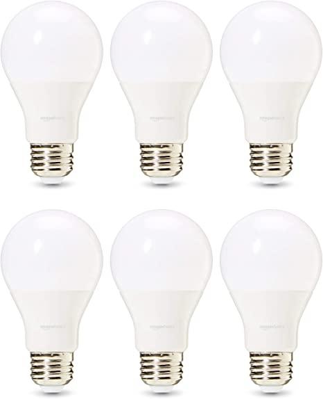 Amazon Basics Commercial Grade LED Light Bulb 75-Watt Equivalent, A19, Soft White, Dimmable, 6-pack