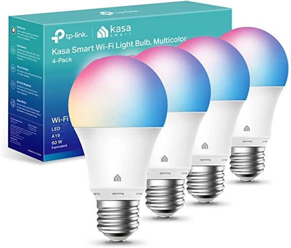 TP-Link Kasa Smart Light Bulbs, Full Color Changing Dimmable, A19, 9W 800 Lumens, 4-Pack
