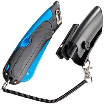 Cosco Easycut Self-Retracting Cutter with Safety-Tip Blade and Holster, Black/Blue
