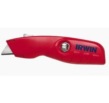 IRWIN Self-Retracting Safety Knife, 1 Retractable Blade, Red/Silver