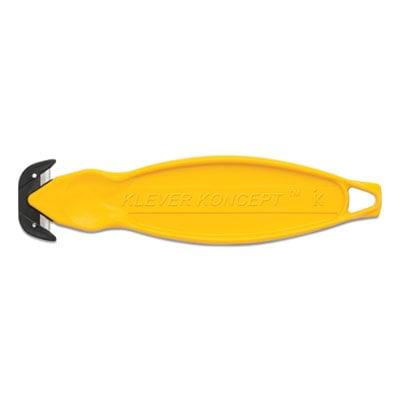 Klever Koncept Safety Cutter, 5.75" Handle, Yellow, 10/Pack