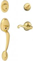 Schlage F60 V PLY 505 FLA 605 Plymouth Front Entry Handleset, Bright Brass