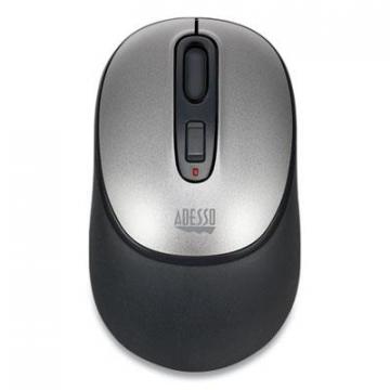 Adesso iMouse A10 Antimicrobial Wireless Mouse, 30 ft Wireless Range, Left/Right Hand, Black/Silver