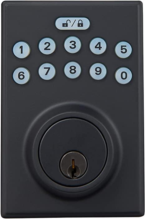 Amazon Basics Contemporary Electronic Keypad Deadbolt Door Lock, Keyed Entry, Matte Black