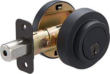 Amazon Basics Contemporary Round Deadbolt Door Lock, Single Cylinder, Matte Black