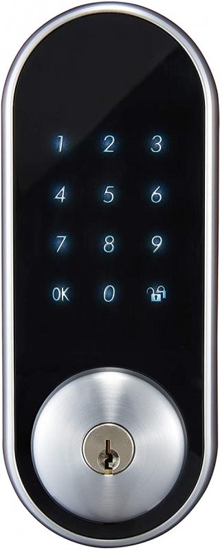 Amazon Basics Grade 2 Contemporary Electronic Touchscreen Deadbolt Door Lock, Satin Nickel