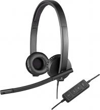 Logitech H570e Wired Headset, Stereo Headphones with Noise-Cancelling Microphone, Black