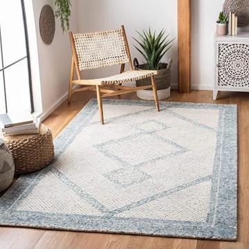Safavieh Abstract Collection ABT345M Handmade Premium Wool Area Rug Ivory/Blue
